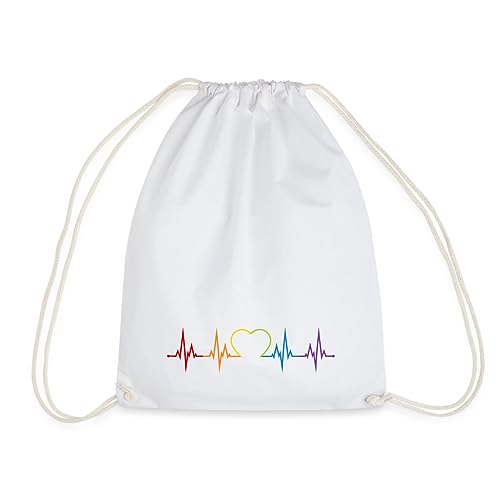 Spreadshirt LGBT Queere EKG Linie Mit Herz Gay Pride Turnbeutel, One size, weiß von Spreadshirt