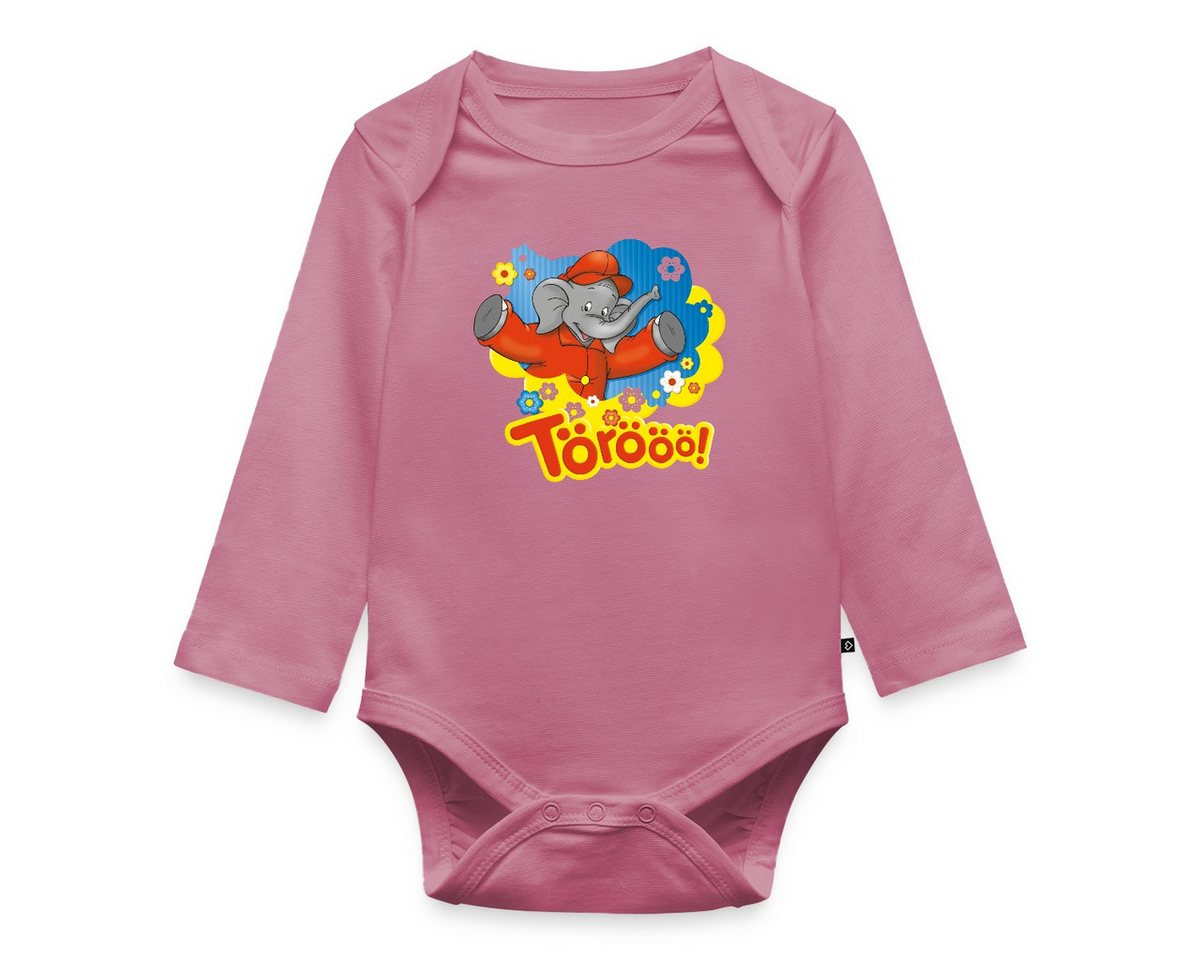 Spreadshirt Langarmbody Benjamin Blümchen Trötet Töröö Und Winkt Baby Body Langarm (1-tlg) von Spreadshirt