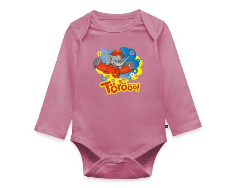 Spreadshirt Langarmbody Benjamin Blümchen Trötet Töröö Und Winkt Baby Body Langarm (1-tlg) von Spreadshirt