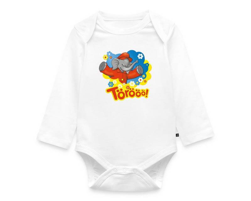 Spreadshirt Langarmbody Benjamin Blümchen Trötet Töröö Und Winkt Baby Body Langarm (1-tlg) von Spreadshirt