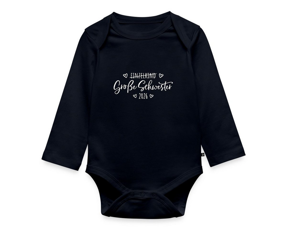 Spreadshirt Langarmbody Große Schwester 2026 Einzelkind Ende Herz Baby Body Langarm (1-tlg) von Spreadshirt