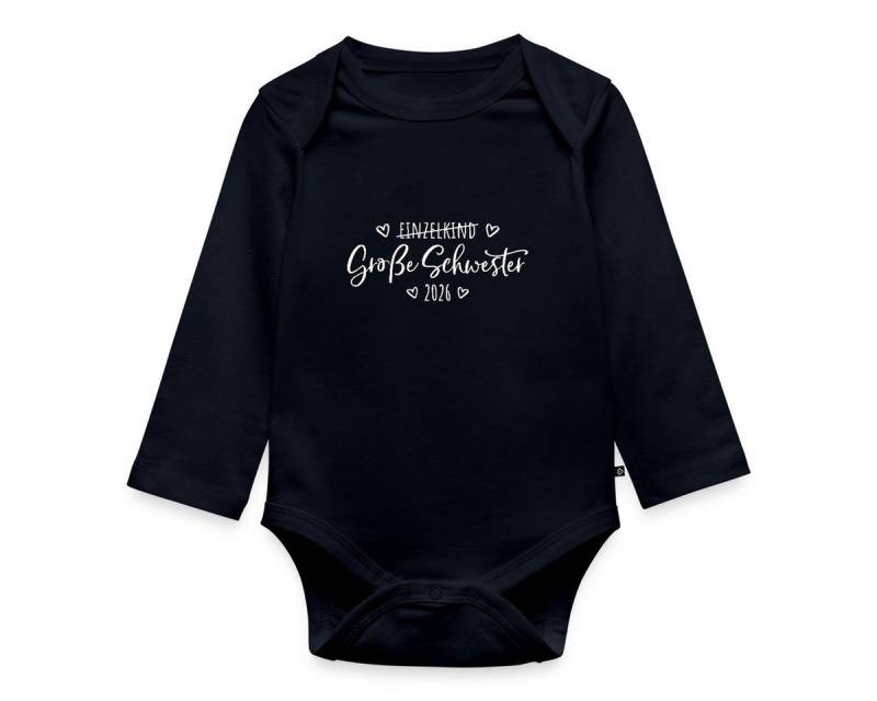 Spreadshirt Langarmbody Große Schwester 2026 Einzelkind Ende Herz Baby Body Langarm (1-tlg) von Spreadshirt