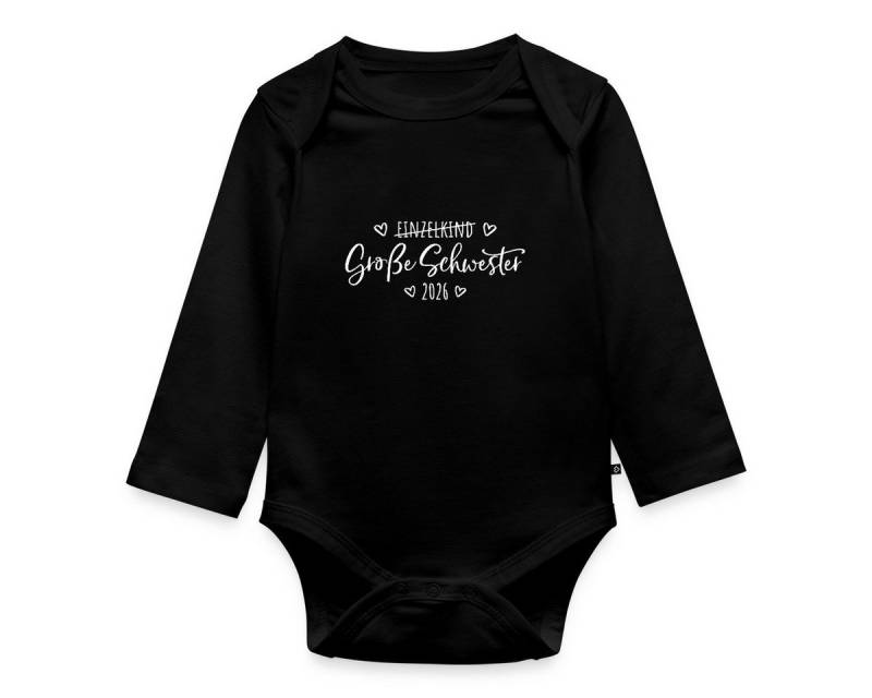 Spreadshirt Langarmbody Große Schwester 2026 Einzelkind Ende Herz Baby Body Langarm (1-tlg) von Spreadshirt