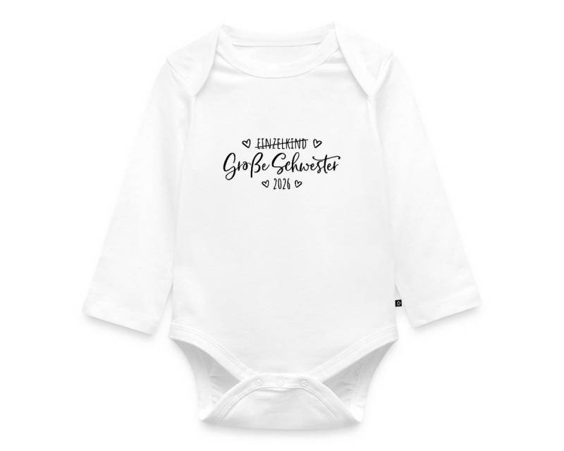 Spreadshirt Langarmbody Große Schwester 2026 Einzelkind Ende Herz Baby Body Langarm (1-tlg) von Spreadshirt