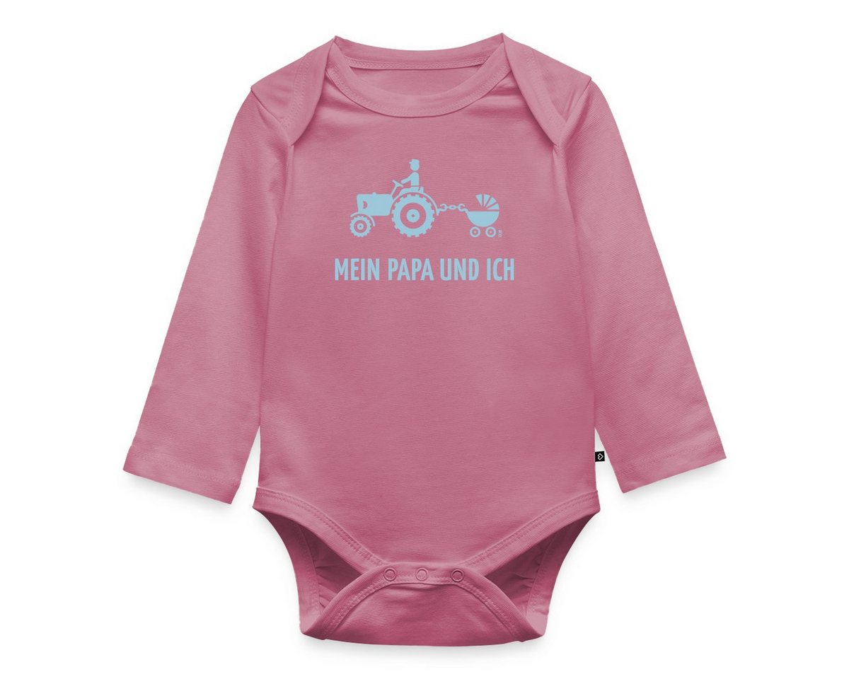 Spreadshirt Langarmbody Mein Papa und Ich Trecker Kinderwagen Baby Body Langarm (1-tlg) von Spreadshirt