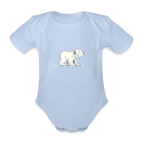 Spreadshirt Lars Der Kleine Eisbär Baby Bio-Kurzarm-Body, 68 (3-6 M.), Sky von Spreadshirt