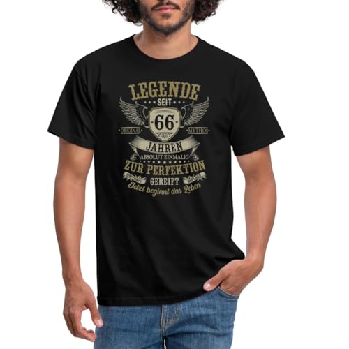 Spreadshirt Legende Seit 66 Jahren Geburtstagsgeschenk 66 Jahre Vintage Männer T-Shirt, XXL, Schwarz von Spreadshirt
