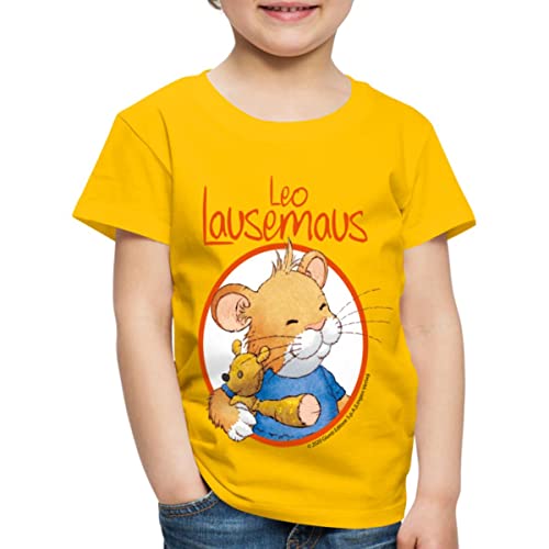 Spreadshirt Leo Lausemaus Logo Kinder Premium T-Shirt, 134/140 (8 Jahre), Sonnengelb von Spreadshirt