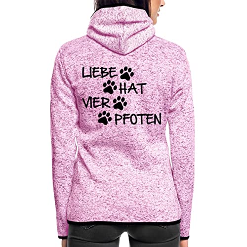 Spreadshirt Liebe Hat Vier Pfoten Katze Hund Spruch Frauen Kapuzen-Fleecejacke, L, Lila meliert von Spreadshirt