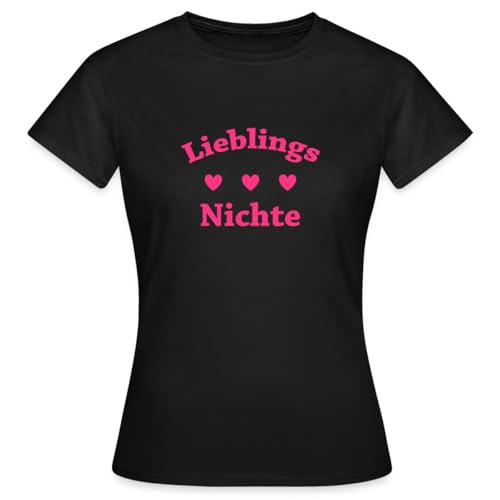 Spreadshirt Lieblingsnichte Nichte Herzen Frauen T-Shirt, L, Schwarz von Spreadshirt