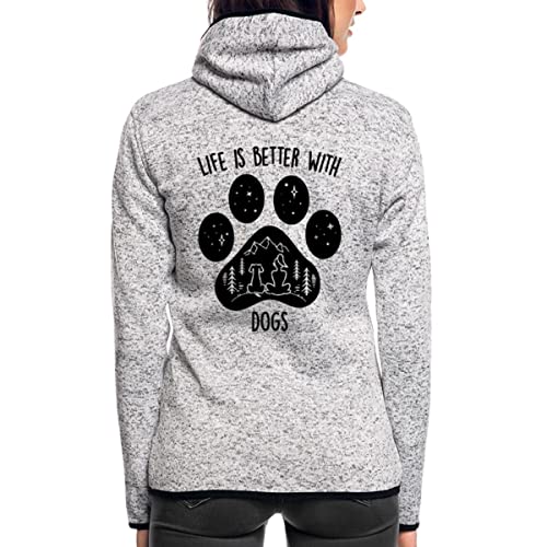 Spreadshirt Life Is Better With Dogs Frauchen Hundemama Frauen Kapuzen-Fleecejacke, M, Hellgrau meliert von Spreadshirt