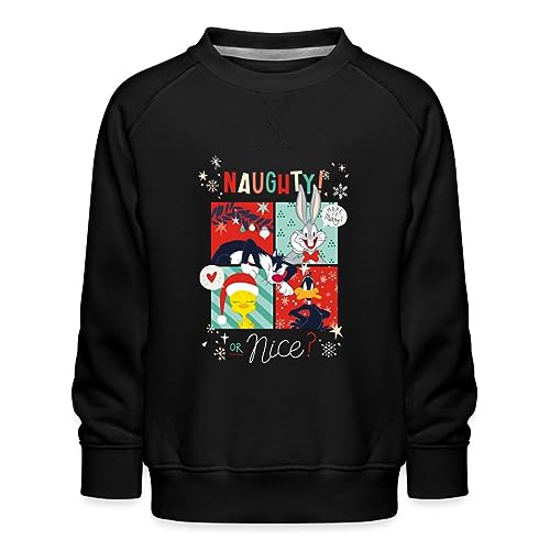 Spreadshirt Looney Tunes Böse Oder Lieb Weihnachten Bugs Bunny Kinder Premium Pullover, 152/164 (12-14 Jahre), Schwarz von Spreadshirt