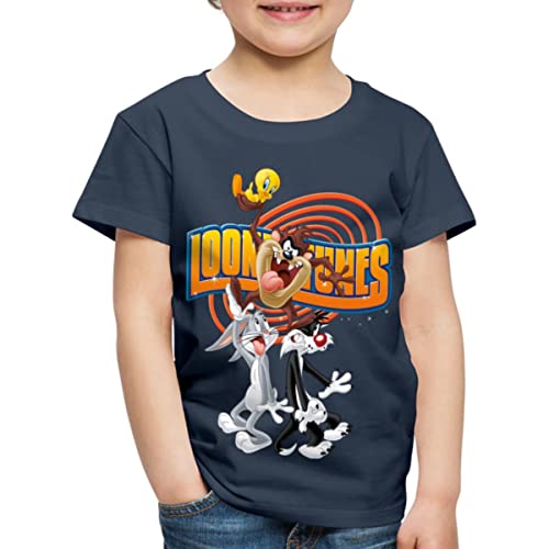 Spreadshirt Looney Tunes Bugs Bunny, Taz, Sylvester & Tweety Kinder Premium T-Shirt, 134/140 (8 Jahre), Navy von Spreadshirt