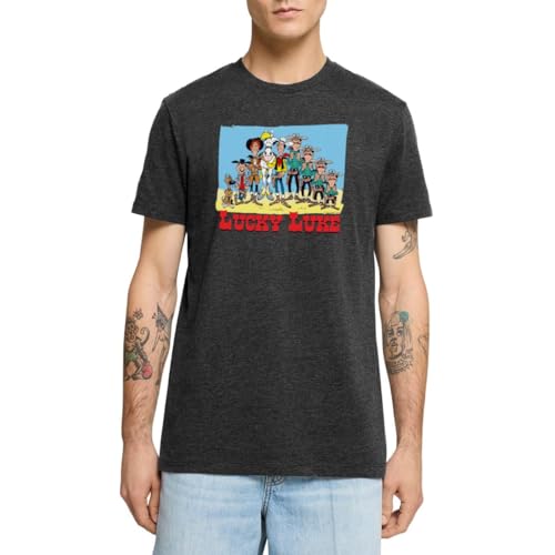Spreadshirt Lucky Luke Charaktere Männer Premium T-Shirt, XXL, Anthrazit meliert von Spreadshirt