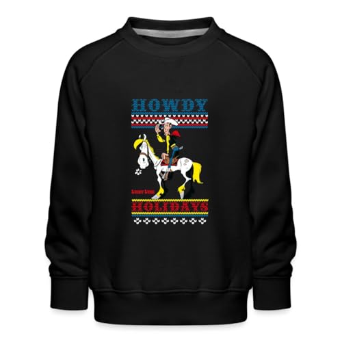Spreadshirt Lucky Luke Howdy Holidays Ugly Christmas Kinder Premium Pullover, 134/146 (9-11 Jahre), Schwarz von Spreadshirt