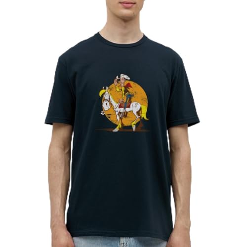 Spreadshirt Lucky Luke Jolly Jumper im Sonnenuntergang Männer T-Shirt, M, Navy von Spreadshirt