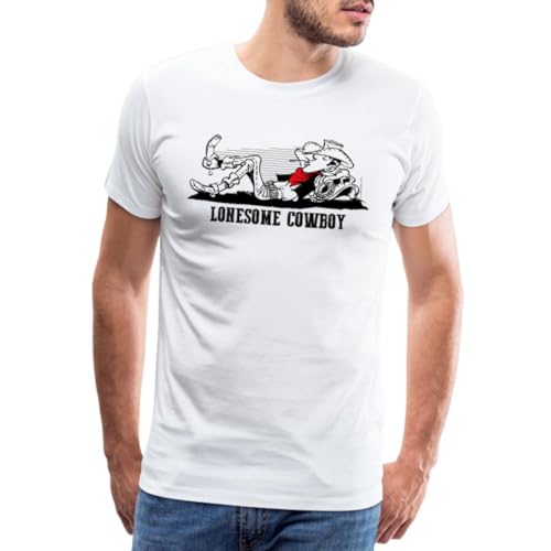 Spreadshirt Lucky Luke Lonesome Cowboy Männer Premium T-Shirt, XXL, weiß von Spreadshirt