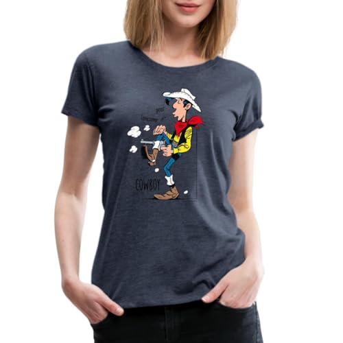 Spreadshirt Lucky Luke Poor Lonesome Cowboy Frauen Premium T-Shirt, L, Blau meliert von Spreadshirt