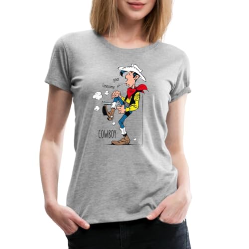 Spreadshirt Lucky Luke Poor Lonesome Cowboy Frauen Premium T-Shirt, M, Grau meliert von Spreadshirt