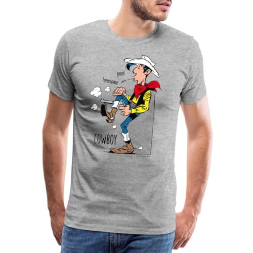 Spreadshirt Lucky Luke Poor Lonesome Cowboy Männer Premium T-Shirt, 3XL, Grau meliert von Spreadshirt