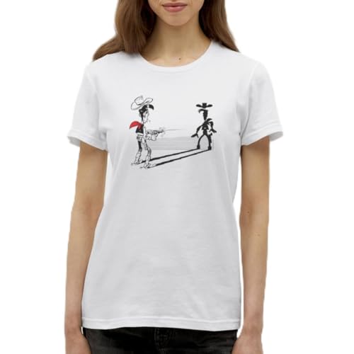 Spreadshirt Lucky Luke Schneller als Sein Schatten Frauen T-Shirt, L, weiß von Spreadshirt