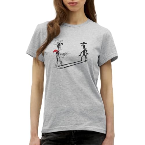 Spreadshirt Lucky Luke Schneller als Sein Schatten Frauen T-Shirt, XXL, Grau meliert von Spreadshirt