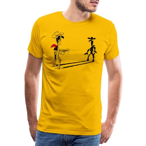 Spreadshirt Lucky Luke Schneller als Sein Schatten Männer Premium T-Shirt, XL, Sonnengelb von Spreadshirt