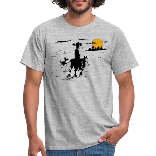Spreadshirt Lucky Luke mit Jolly Jumper und Rantanplan Männer T-Shirt, 3XL, Grau meliert von Spreadshirt
