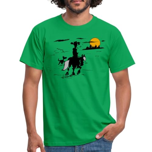 Spreadshirt Lucky Luke mit Jolly Jumper und Rantanplan Männer T-Shirt, L, Kelly Green von Spreadshirt