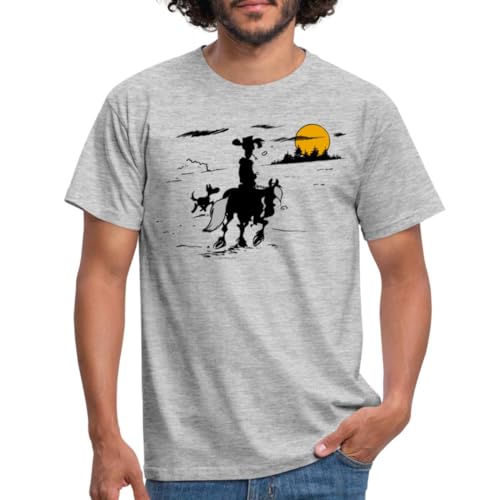 Spreadshirt Lucky Luke mit Jolly Jumper und Rantanplan Männer T-Shirt, M, Grau meliert von Spreadshirt