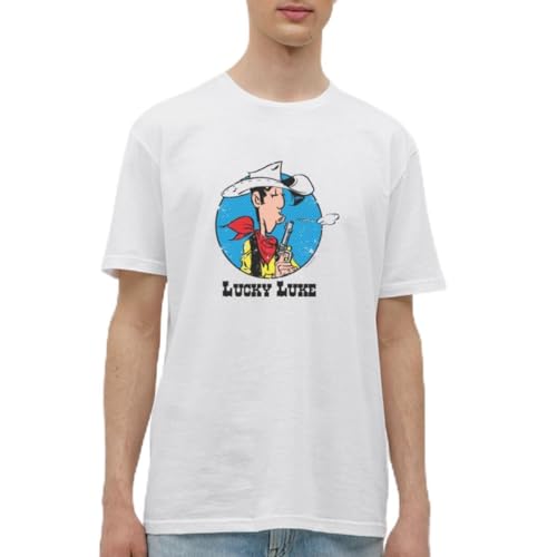 Spreadshirt Lucky Luke mit Pistole Männer T-Shirt, S, weiß von Spreadshirt