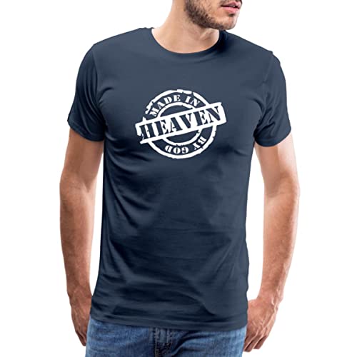 Spreadshirt Made In Heaven by God Gemacht Von Gott Männer Premium T-Shirt, M, Navy von Spreadshirt
