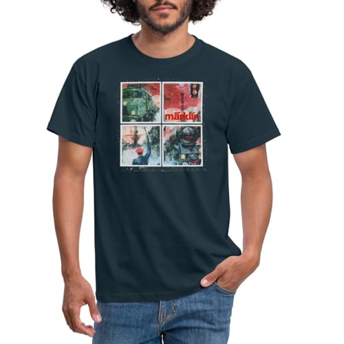 Spreadshirt Märklin Eisenbahnen Kacheln Modelleisenbahn Männer T-Shirt, L, Navy von Spreadshirt