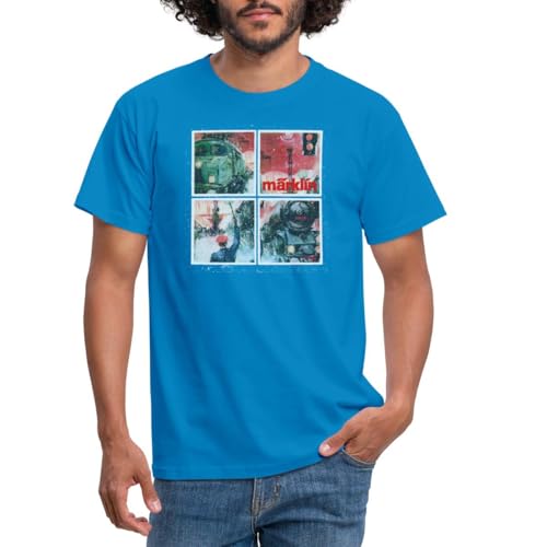 Spreadshirt Märklin Eisenbahnen Kacheln Modelleisenbahn Männer T-Shirt, L, Royalblau von Spreadshirt