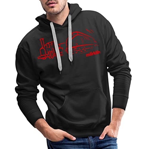 Spreadshirt Märklin Eisenbahnen Line Art Männer Premium Hoodie, 4XL, Schwarz von Spreadshirt