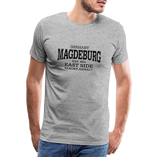 Spreadshirt Magdeburg Sachsen Anhalt Retro Männer Premium T-Shirt, M, Grau meliert von Spreadshirt