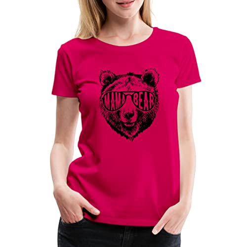 Spreadshirt Mama Bär Mit Sonnenbrille Geschenk Frauen Premium T-Shirt, M, Dunkles Pink von Spreadshirt
