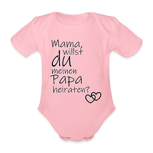 Spreadshirt Mama Willst Du Meinen Papa Heiraten Baby Bio-Kurzarm-Body, 62 (2-3 M.), Hellrosa von Spreadshirt