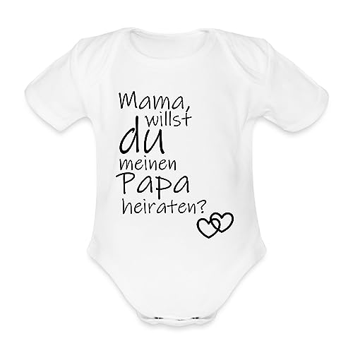 Spreadshirt Mama Willst Du Meinen Papa Heiraten Baby Bio-Kurzarm-Body, 68 (3-6 M.), weiß von Spreadshirt