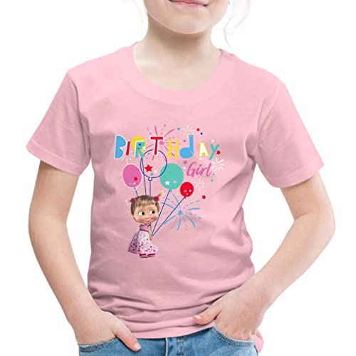 Spreadshirt Mascha Und Der Bär Geburtstagskind Kinder Premium T-Shirt, 134/140 (8 Jahre), Hellrosa von Spreadshirt