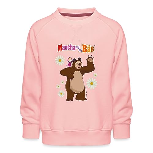 Spreadshirt Mascha Und Der Bär Winken Fröhlich Kinder Premium Pullover, 152/164 (12-14 Jahre), Kristallrosa von Spreadshirt