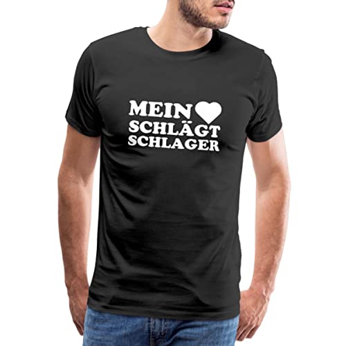 Spreadshirt Mein Herz Schlägt Schlager Schlagermusik Musik Männer Premium T-Shirt, 3XL, Schwarz von Spreadshirt