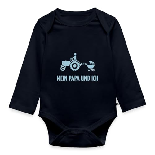Spreadshirt Mein Papa und Ich Trecker Kinderwagen Baby Body Langarm, 68 (3-6 M.), Navy von Spreadshirt