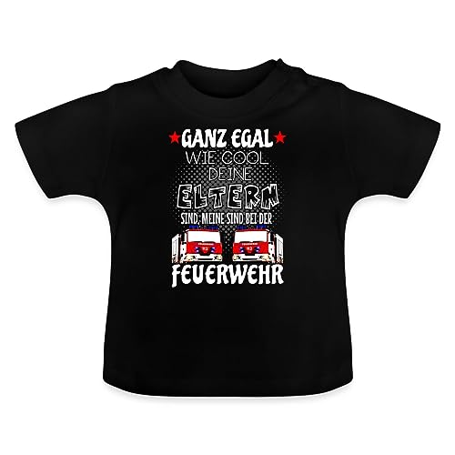 Spreadshirt Meine Eltern Sind Bei Der Feuerwehr Baby Bio-T-Shirt mit Rundhals, 3-6 Monate, Schwarz von Spreadshirt