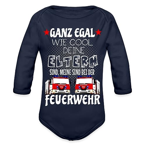 Spreadshirt Meine Eltern Sind Bei Der Feuerwehr Baby Bio-Langarm-Body, 74 (6-9 M.), Dunkelnavy von Spreadshirt