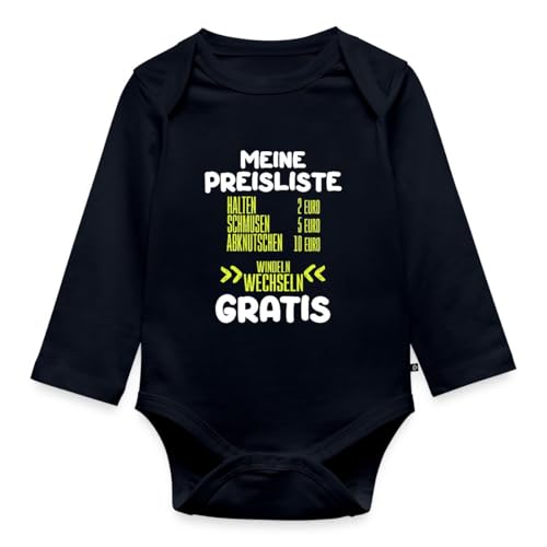 Spreadshirt Meine Preisliste Windeln Wechseln Gratis Geschenk Baby Body Langarm, 68 (3-6 M.), Navy von Spreadshirt