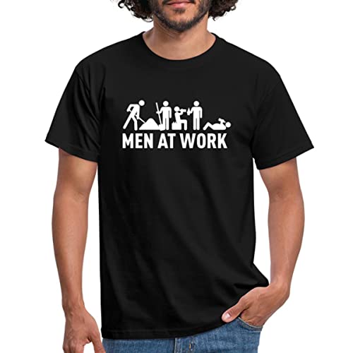 Spreadshirt Men at Work - männer bei der Arbeit - Bauarbeiter Männer T-Shirt, XXL, Schwarz von Spreadshirt
