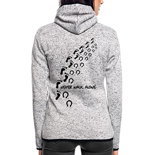 Spreadshirt Never Walk Alone Mensch Pferd Frauen Kapuzen-Fleecejacke, L, Hellgrau meliert von Spreadshirt