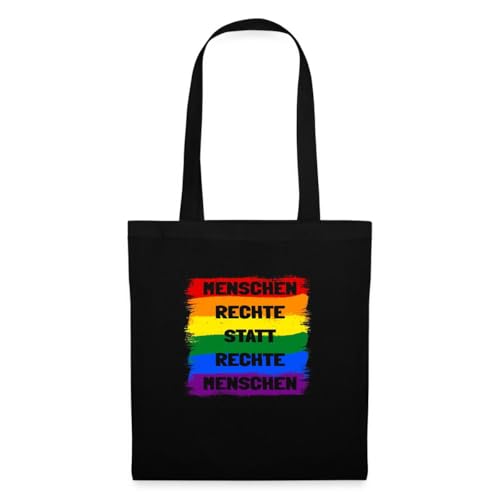 Spreadshirt Menschenrechte Statt Rechte Menschen Regenbogen Einkaufstasche, One size, Schwarz von Spreadshirt