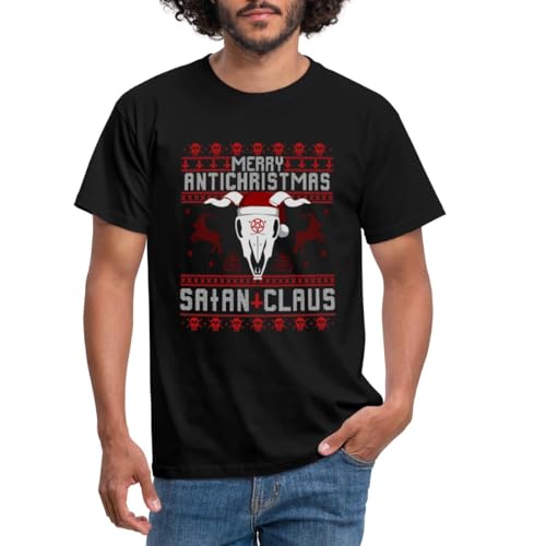 Spreadshirt Merry Antichristmas Satan Claus Ugly Sweater Männer T-Shirt, L, Schwarz von Spreadshirt